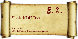 Elek Klára névjegykártya